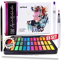 int!rend Acuarelas Profesionales | Set de Pinturas Acuarelas Compuesto por 36 Colores Brillantes- 2 Pinceles Acuarelas…